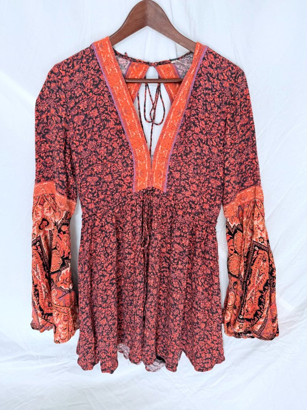 Free People Boho Paisley Print Mini Dress - Picture 1 of 6
